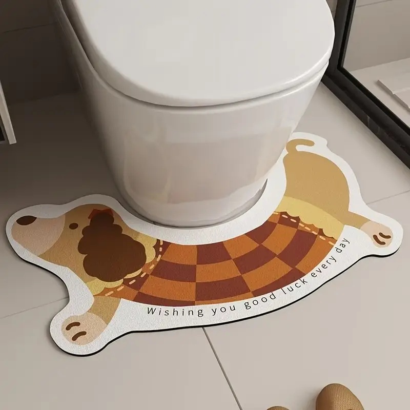 Zara Home Bathroom Mat - VIKAMA Dackel-Toilettenmatte, niedlicher, hundeförmiger, wasserdichter, rutschfester