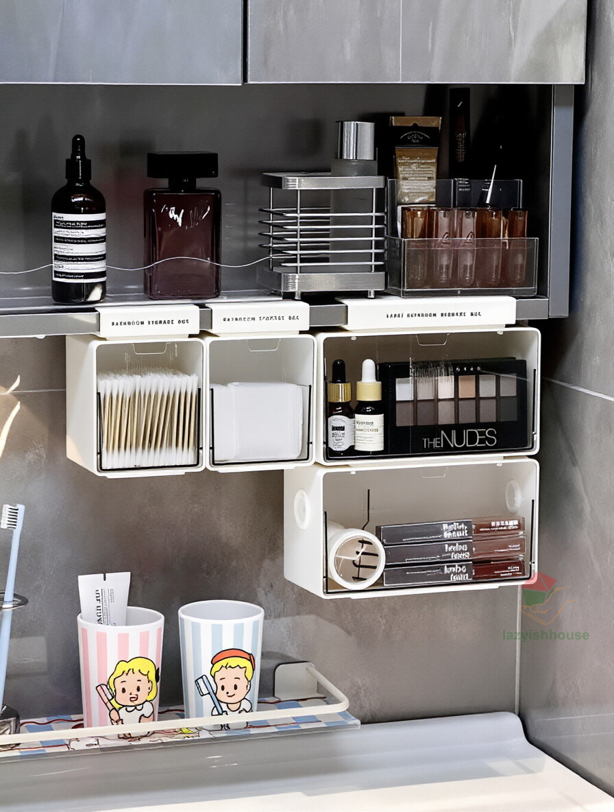 Home Theater Bathroom - Schubladenartiger Aufbewahrungsbehälter unter dem Spiegelschrank, transparent,